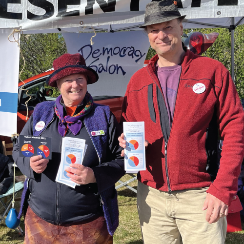 Sally and JP Fair Vote Yukon at Fireweed market