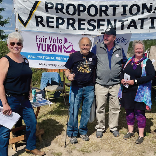 Fair Vote Yukon volunteers at the Fireweed Market
